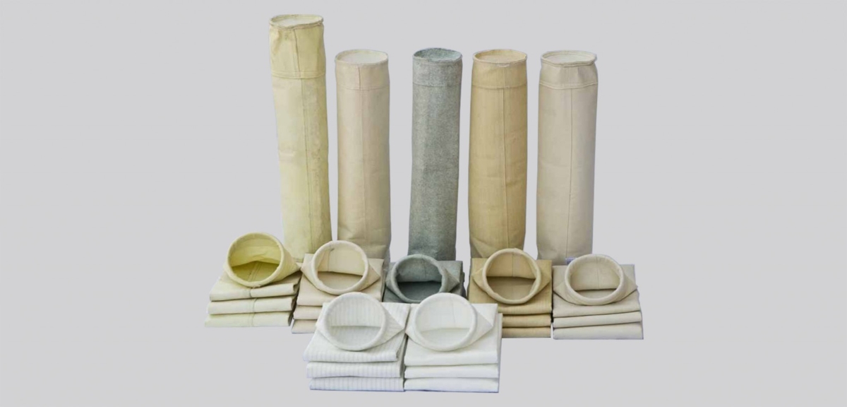 Dust filter bags inside a baghouse dust collector